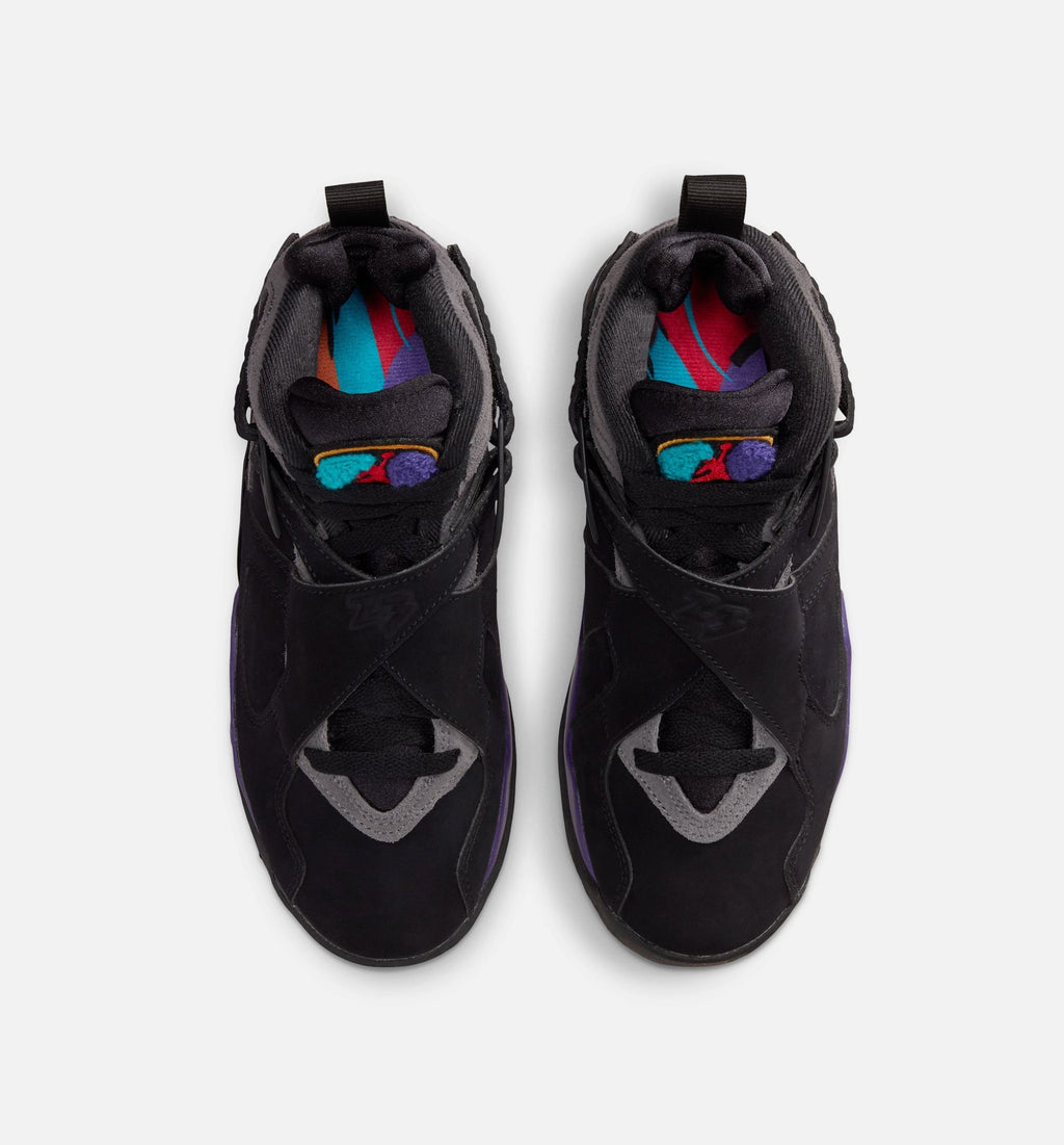 Air Jordan 8 Retro Aqua Big Kids' Sneakers - Black / Multi Color / Bright Concord